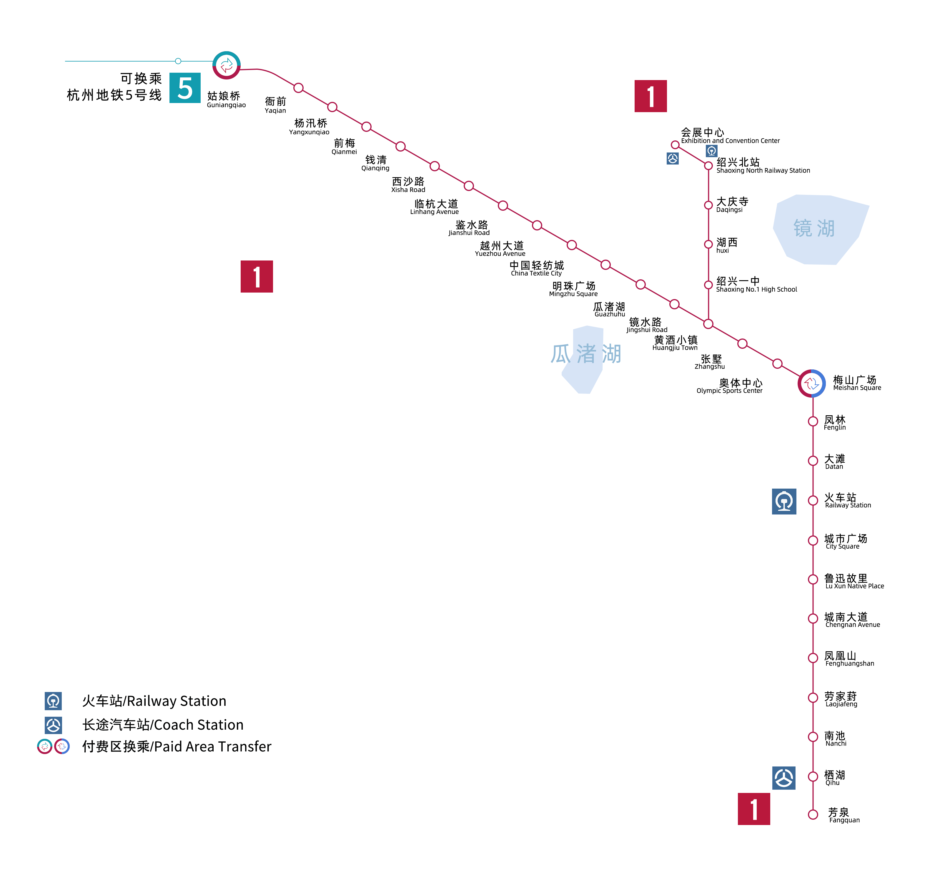 绍兴轨道1号线线路图